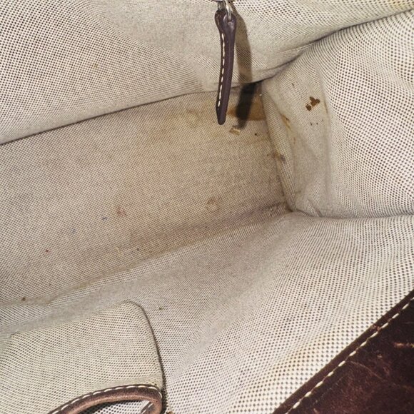 Vintage Y2K Dooney & Bourke Signature Beige Satchel Bag With Matching Pouch - Picture 10 of 16